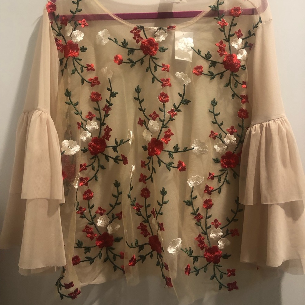 Sheer Embroidered Blouse